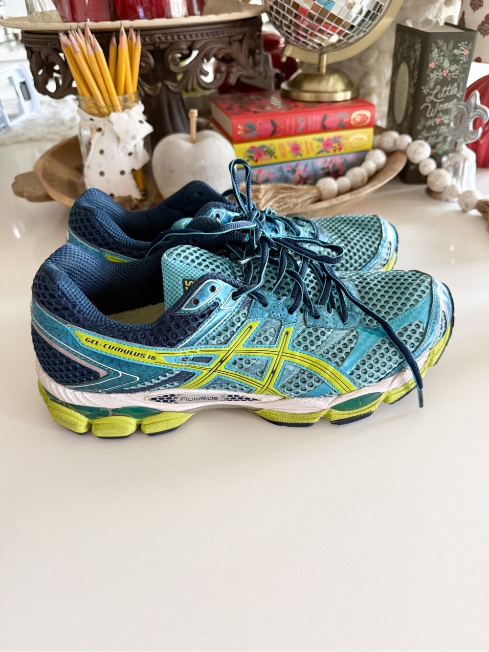 Asics Gel-Cumulus Athletic Shoes - Teal & Lime